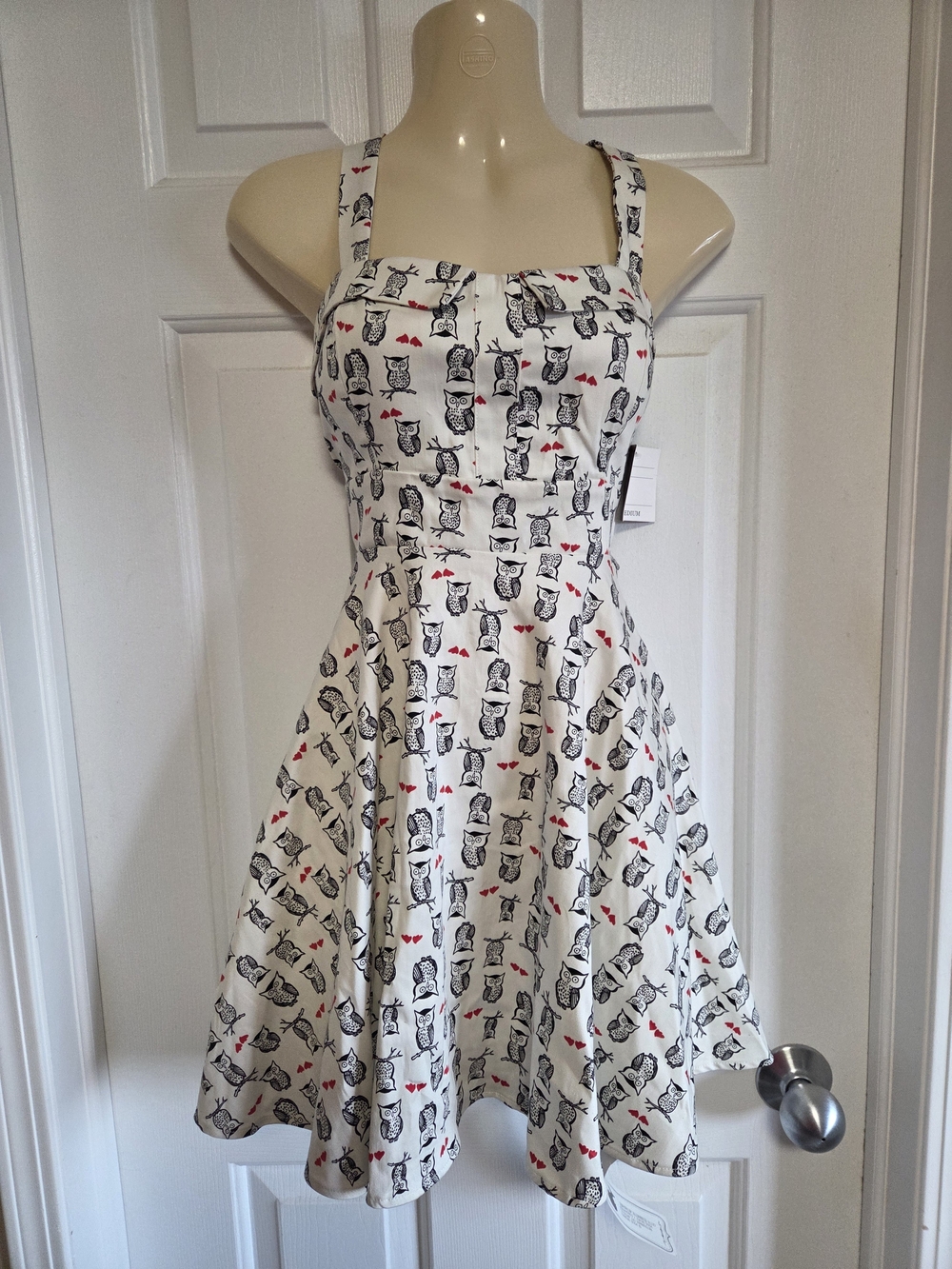 Ixia Rockabilly Retro Pin-up White Owl Print Dress